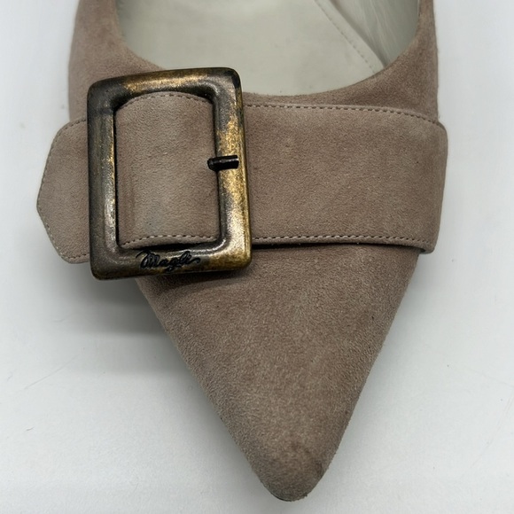 Brunomagli - Suede Light Grey Pointed Toe Buckle Made In Italy Ballet Flats 37.5 - Picture 5 of 16